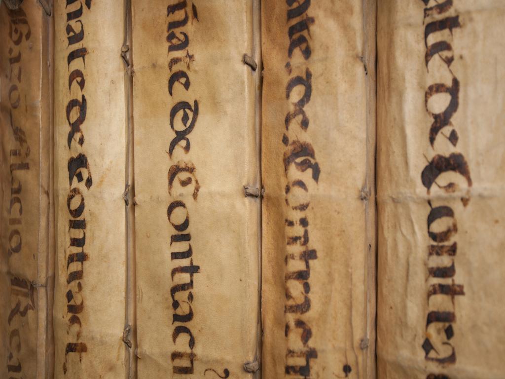 Encuadernaciones de pergamino con lomos manuscritos 