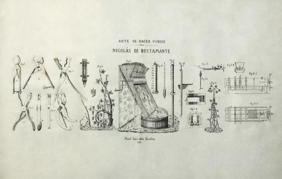 Instrumentos utilizados en vitivinicultura y métodos de conducción de la vid (hacia 1840)