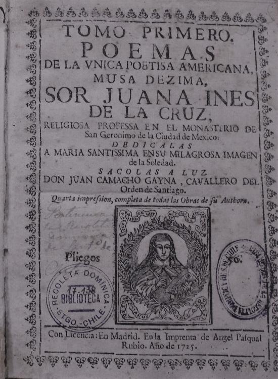 Portada de ejemplar de Sor Juana Inés de la Cruz