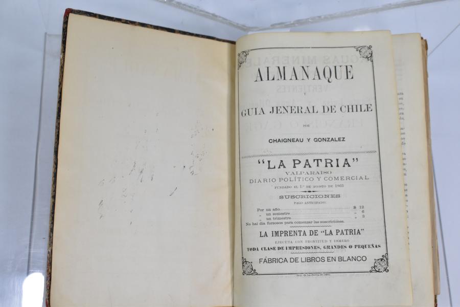 Almanaque y guia jeneral de Chile. Chaigneau y Gonzalez (1887)