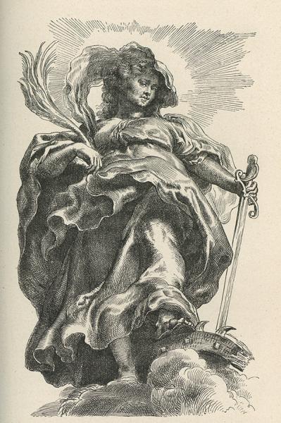 Santa Catalina, copia de estampa atribuida a P.P. Rubens