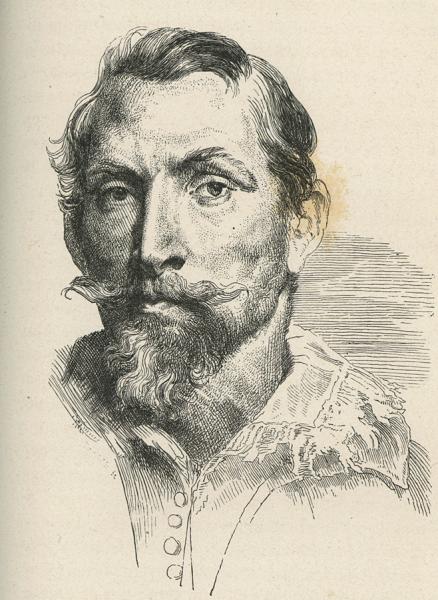 Retrato de Snyders, copia de aguafuerte de Anton van Dyck