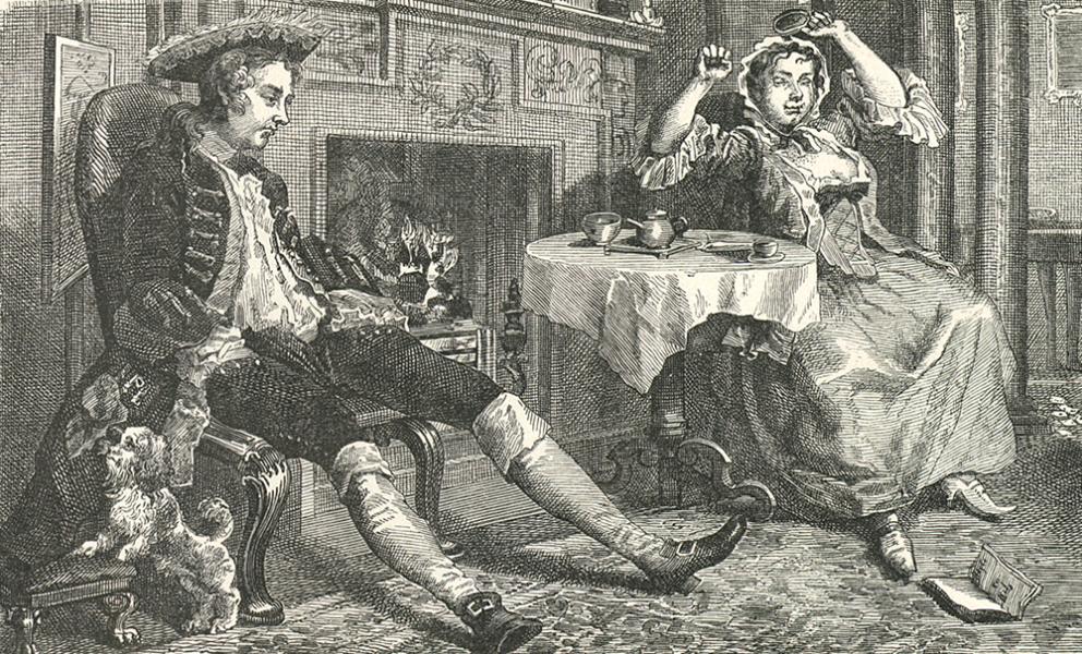 Serie Matrimonio a la moda, copia de estampa de William Hogarth