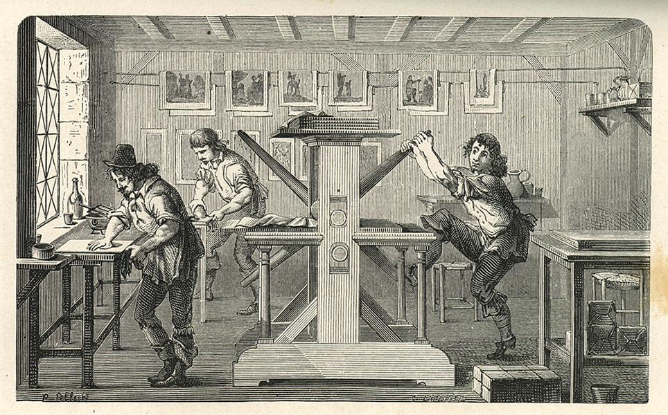 Interior de un taller de grabado en talla dulce, copia de Abraham Bosse